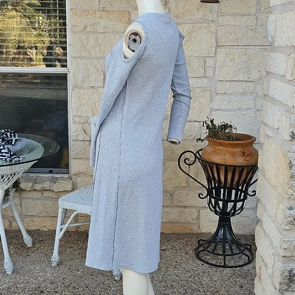SOL LOS ANGELES, Gray Cold Shoulder Waffle Knit Cotton Blend Dress XXS - Picture 5 of 8